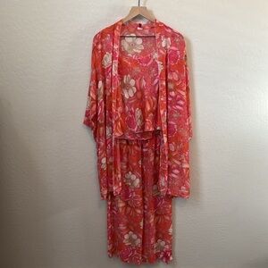 Vintage Josie Natori 3 Piece Lingerine Pajama Set Sheer